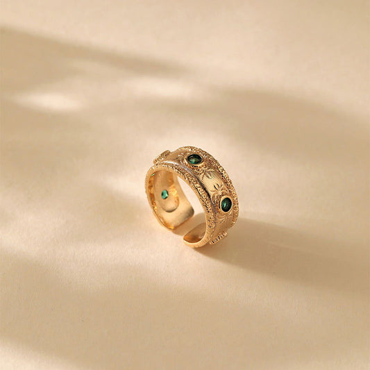 Emerald Small Cubic Zirconia Retro Ring - Herland - 