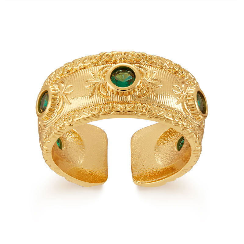Emerald Small Cubic Zirconia Retro Ring - Herland - 