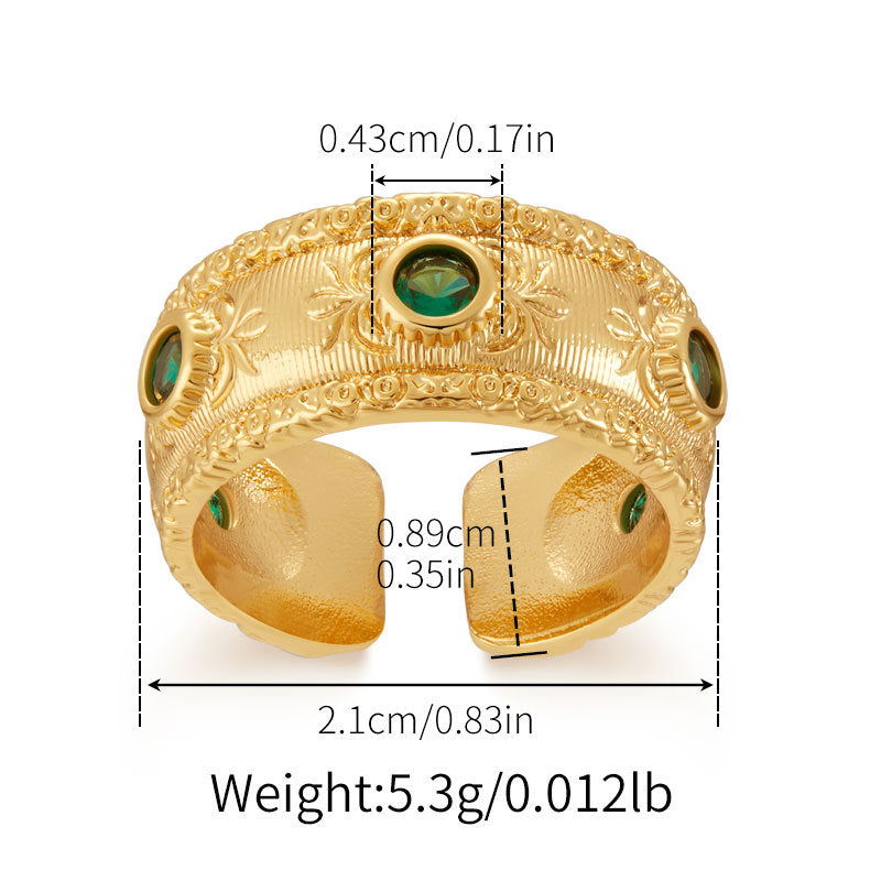 Emerald Small Cubic Zirconia Retro Ring - Herland - 