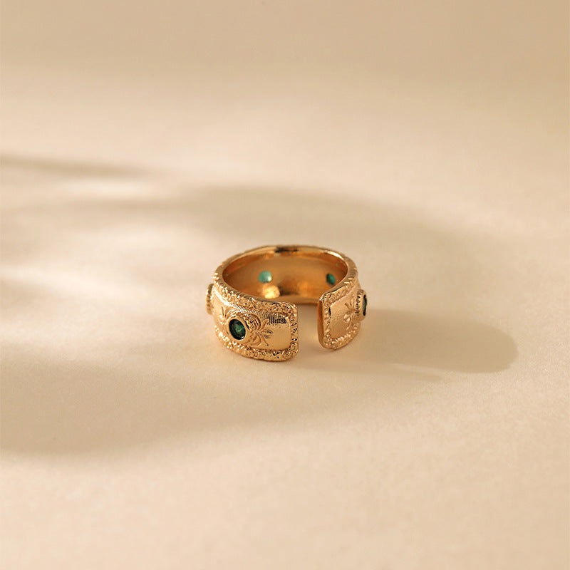 Emerald Small Cubic Zirconia Retro Ring - Herland - 